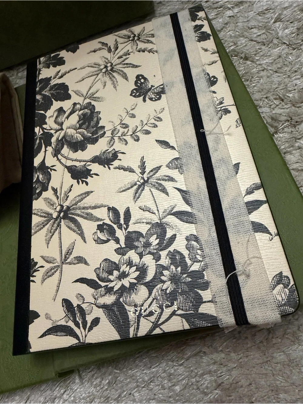 New Gucci Herbarium Floral Notebook with Black Trim